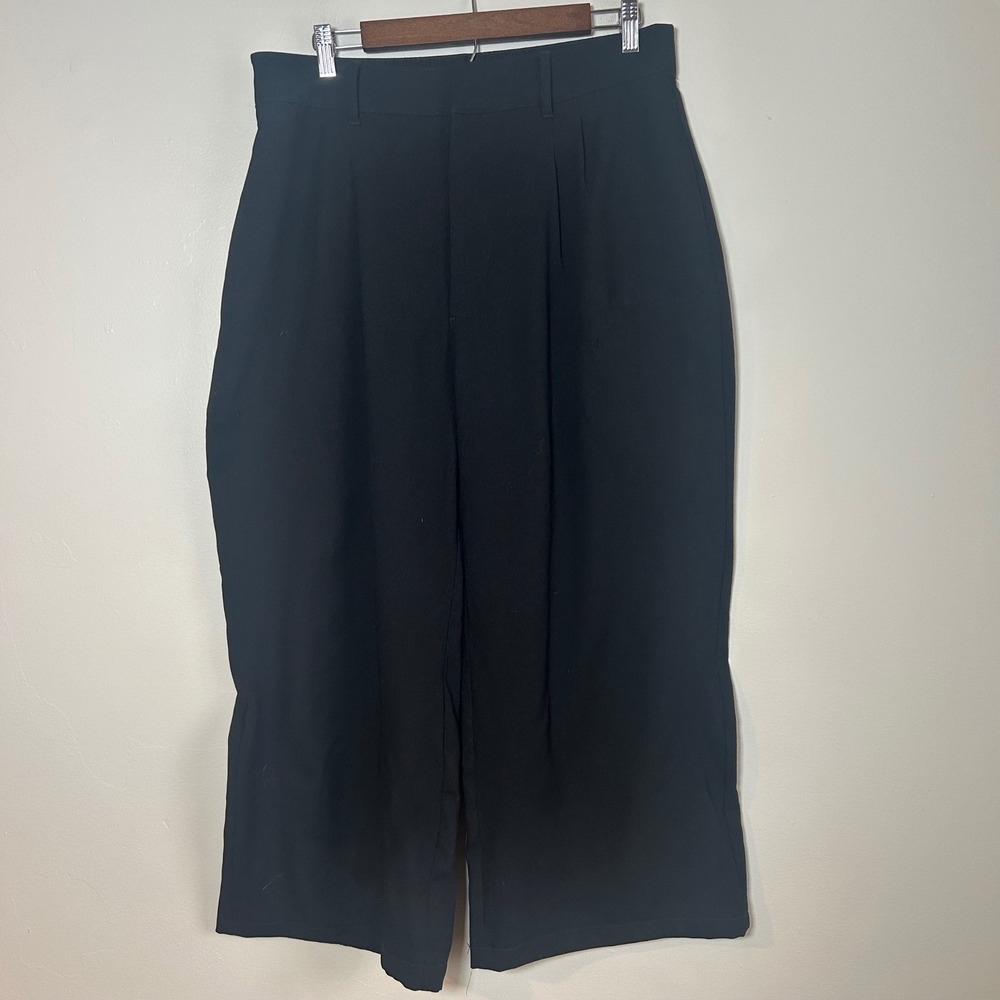 Abercrombie‎ & Fitch Black Wide Leg Pleated Trouser Pants High Rise Size Large